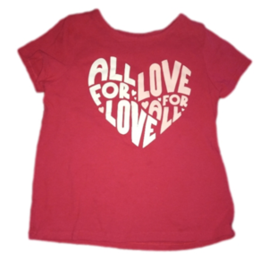 Old Navy Woven Back "All For Love Love For All" Girls Sz. Small 6-7 Red T Shirt